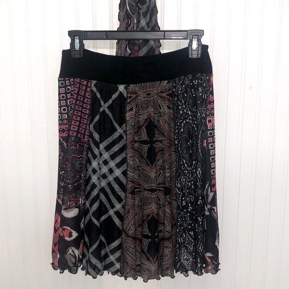 ARTSY❤️panelSKIRT w/Scarf Multi Print Soft Stretchy Waistband 30”x21” Easycare - Picture 4 of 8